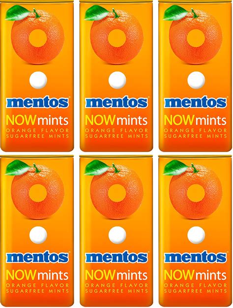 Mentos Now Mints Orange Sugar Free Net Wt 109 Oz 31 G Each