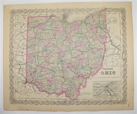 Antique Ohio Map Vintage Map 1881 Colton Map Vintage Decor Etsy