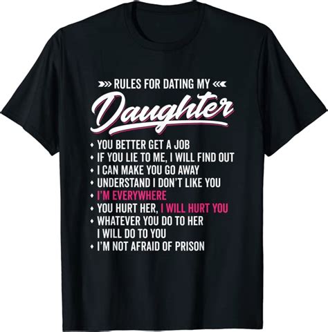 rules for dating my daughter funny dad humor t shirt clothing shoes and jewelry