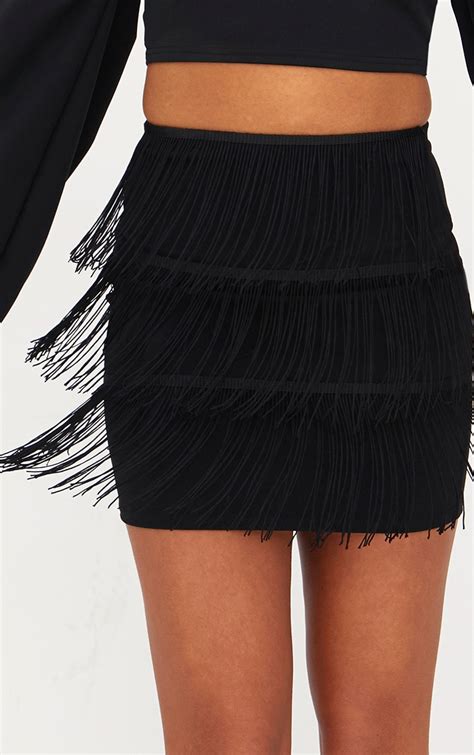 Black Tassel Mini Skirt Skirts Prettylittlething