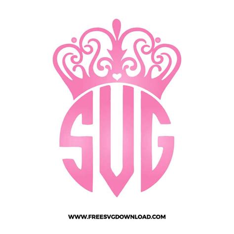 Princess Crown Monogram Svg And Png Free Cut Files