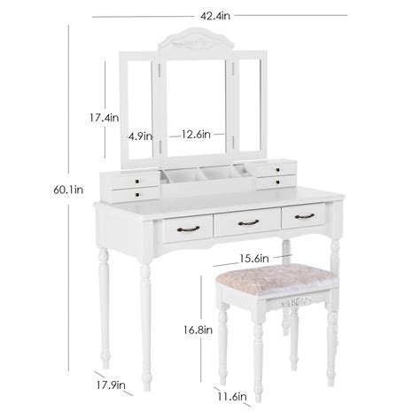 Buy Homecho Makeup Vanity Table Set With Cushioned Stool Tri Folding