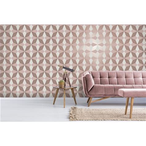 Fine Decor Newby Rose Gold Geometric 564 Sq Ft Unpasted Paper