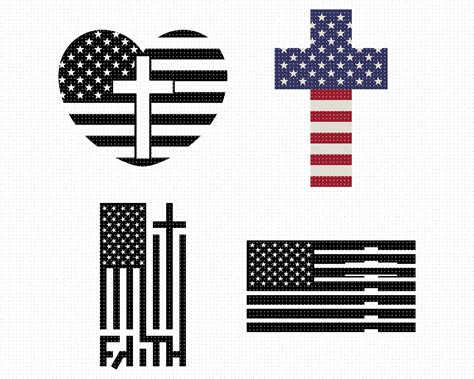 American Flag Svg Cross Png Us Flag Dxf Clipart Eps Vector By