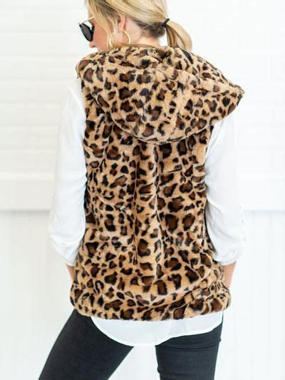 hooded daily woman leopard print vests printed vests leopard print women