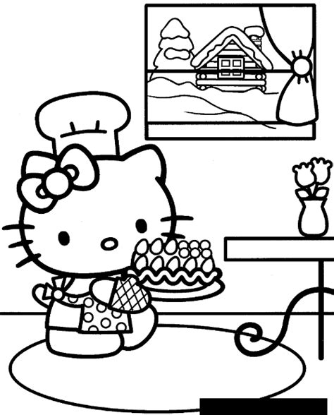 Hello Kitty Cake Coloring Pages Coloring Pages
