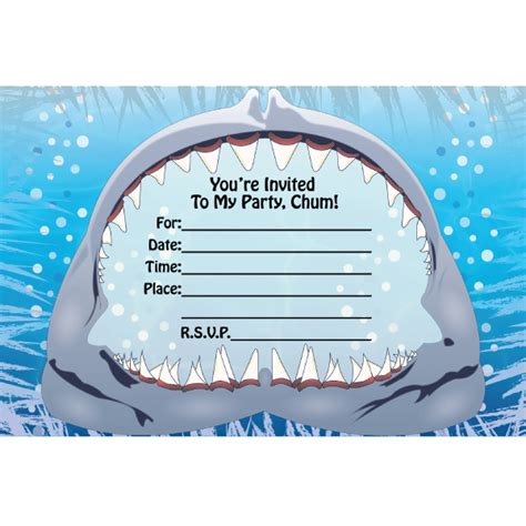 fill  shark birthday invitations  printable