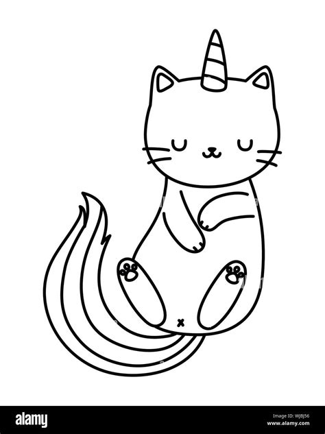Unicorn Cat Cartoon Design Magic Fantasy Fairytale Childhood And