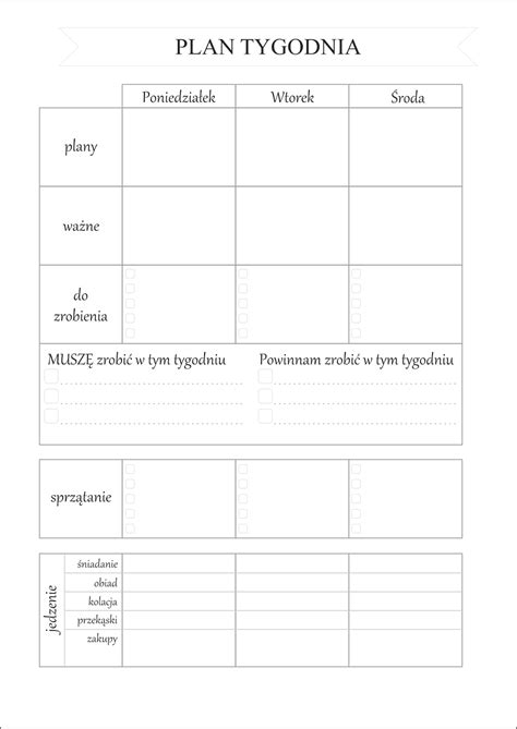 Plan Tygodnia Do Pobrania Planner Pages Journal Planner Life Planner