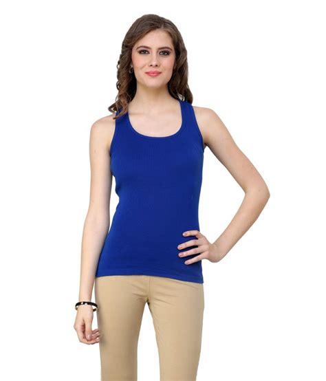 Buy Renka Light Blue Lycra Cotton Comfortable Tank Top For Women Online