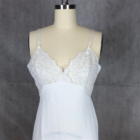 Vintage Bright White Full Slip With Lady Like Lace Cups Etsy