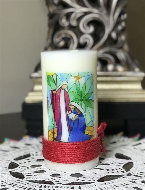 Christmas Nativity Decorated Candle Decorated Candles Hand Painted