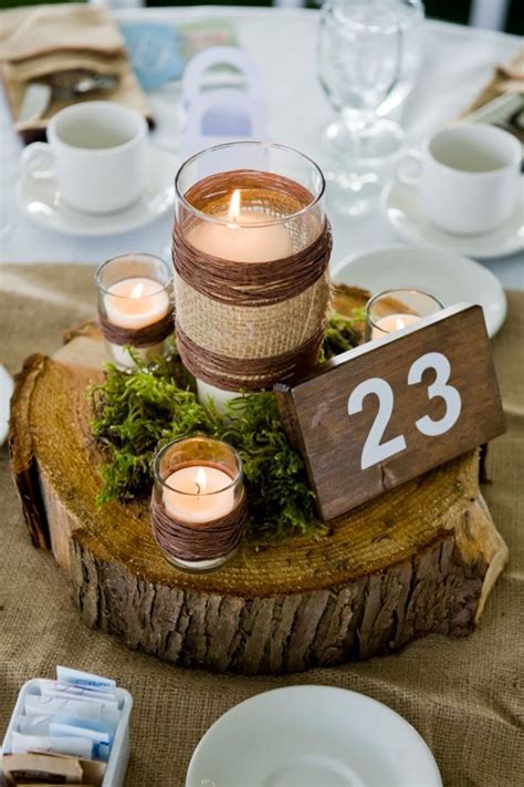 35 Rustic Wood Slab Centerpieces Into Your Wedding Trendy Wedding