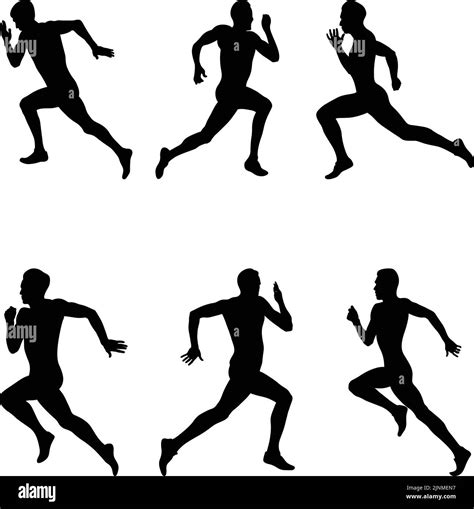 set black silhouette athlete running sprint vector stock vector image and art alamy