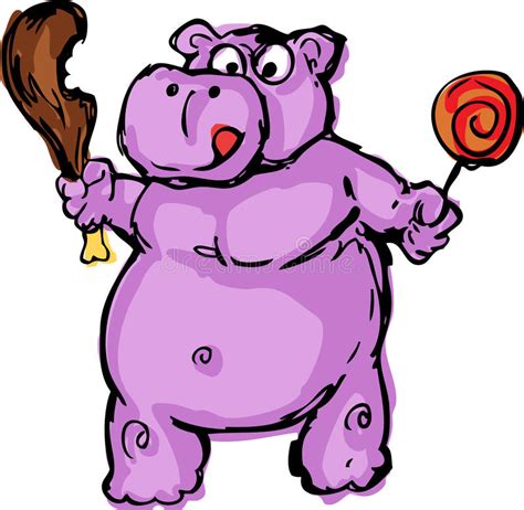 Cute Fat Greedy Hippo Royalty Free Stock Image Image
