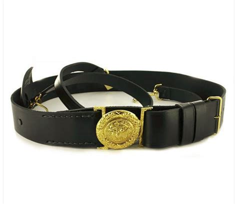 Vanguard Navy Sword Belt Leather With Gold Buckle 26 Heroes Sports