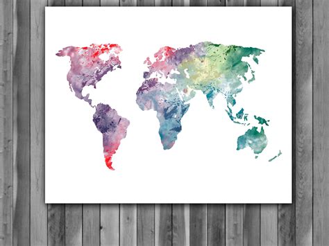 20 Collection Of Wall Art World Map