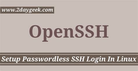 Configure Setup Passwordless Ssh Key Based Authentication Linux DayGeek