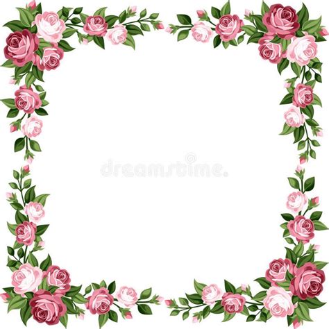 Vintage Frame With Pink Roses Stock Vector Illustration Of Element