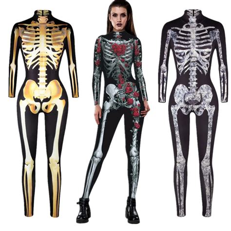 Skull Skeleton Jumpsuit Catsuit Sexy Cosplay Costumes Halloween Women Bodysuit Fancy Dress Buy