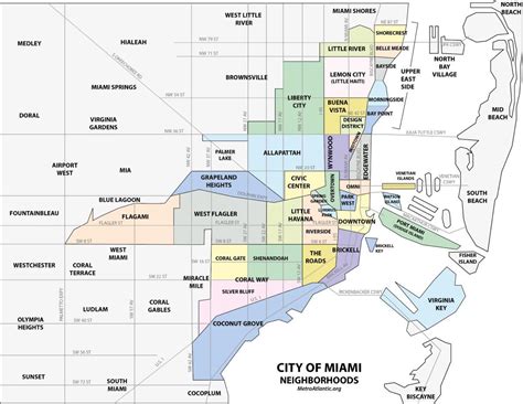 Map Of Miami Neighborhood Surrounding Area And Suburbs Of Miami