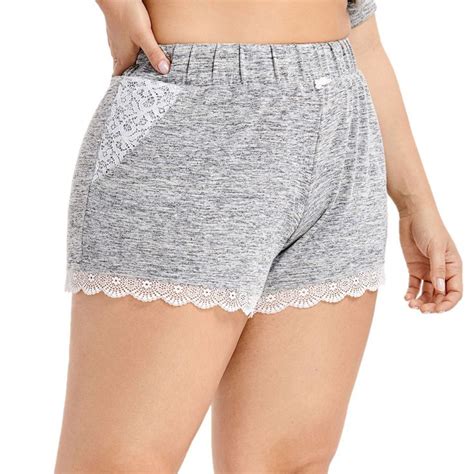 2020 的 women s lace trim sleep shorts elastic waist pajama bottoms plus size 主题