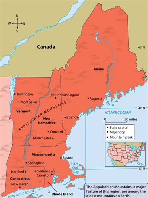 Map Of New England States Usa Shina Dorolisa