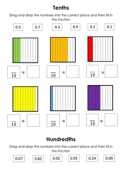 Decimals Tenths And Hundredths Worksheet 4th Grade Math Worksheets