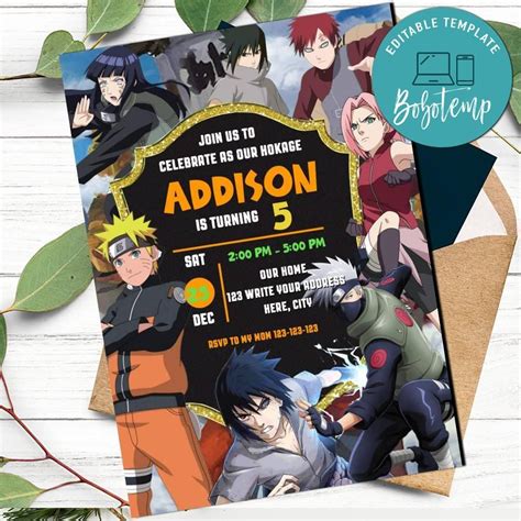 Naruto Digital Birthday Invitations Bobotemp Invitaciones De Cumpleaños Invitaciones