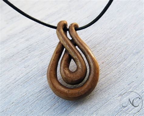 Wooden Pendant Wood Necklace Entwined Teardrop Pendant Hand