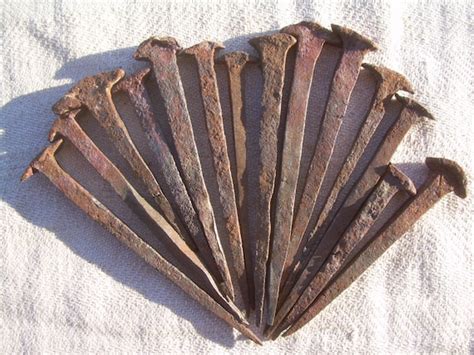 Very Old Authentic Forged Iron Nails Lot Of 14 It Has About