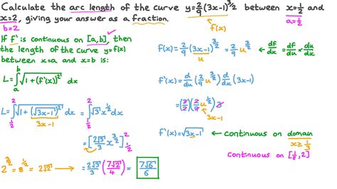 Question Video Calculating The Arc Length Of A Cartesian Curve Nagwa