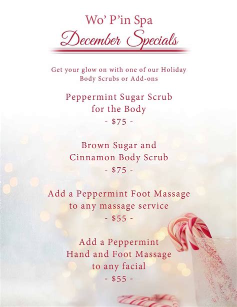 December Specials At Wopin Spa Spa Specials Salon Promotions Spa Advertising
