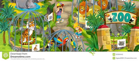 动画片动物园-游乐园-孩子的例证 库存例证. 插画 包括有 游乐园, 动画片动物园, 孩子的例证 - 32359442