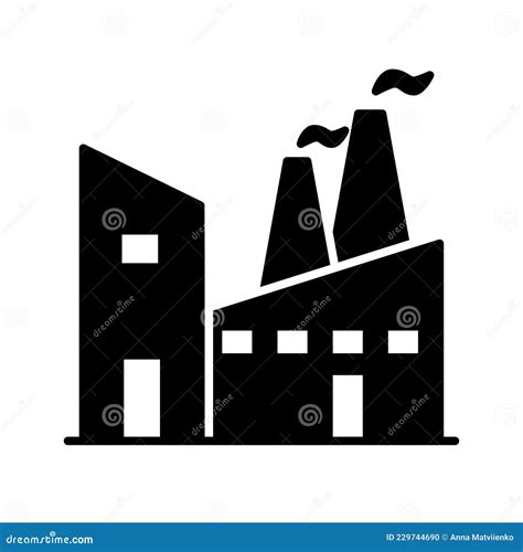 Manufacture Industrial Factory Black Vector Square Icon Or Silhouette