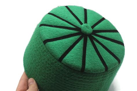 Genuine Felt Islamic Hat Baklawa Design Green To Black Muslim Etsy