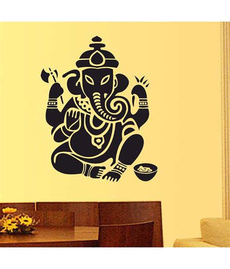 Stickerskart Lord Ganesha Design In Black Wall Decor Black 60x60 Cms