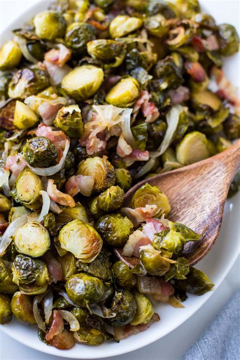 Here's a recipe that showcases brussels sprouts and lovely delicata squash that couldn't be easier. Maple Roasted Brussels Sprouts with Bacon (Paleo) | The ...