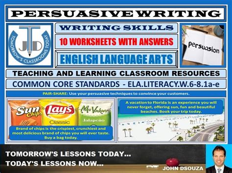 Persuasion Reading And Writing 17 Worksheets With Answers Teaching