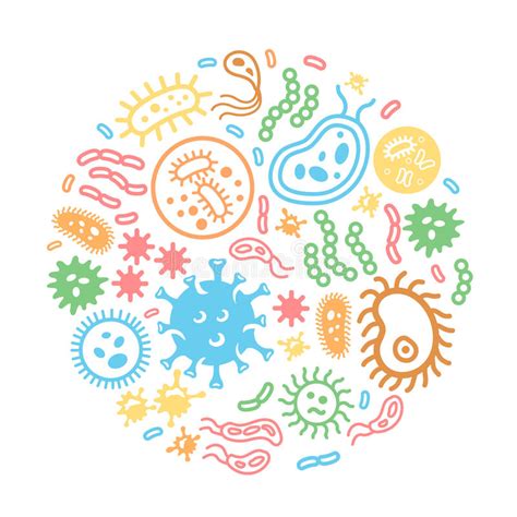 .riconoscere un virus differenze tra virus e batteri funghi o batteri virus o batteri virus o funghi. Batteri E Virus Su Un Fondo Circolare Illustrazione ...