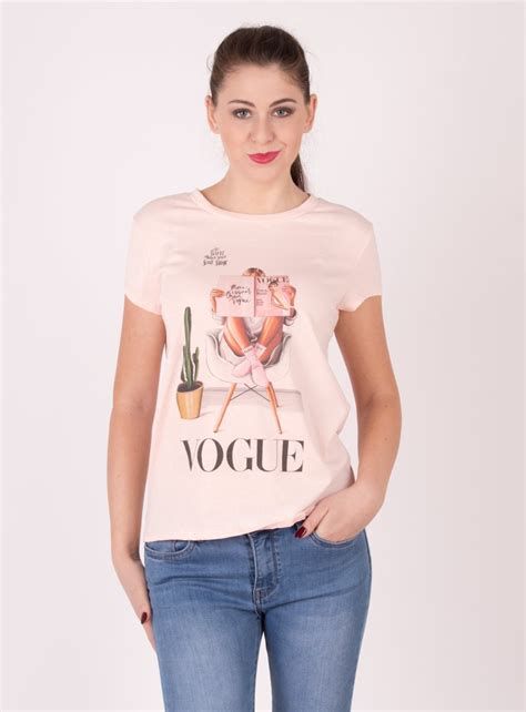 Ružové Tričko S Potlačou Vogue