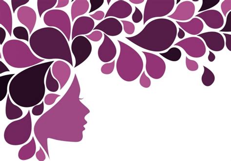 Women And Flowers Background Violet Silhouette Curves Design Vectors