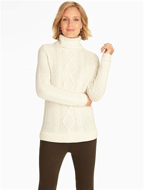 Talbots Mixed Cable And Rib Turtleneck Sweaters