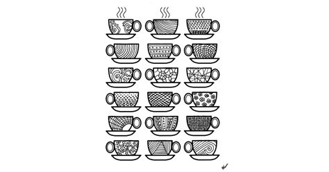 Adult Coloring Page Coffee Cups Free Printable Adult Coloring Pages