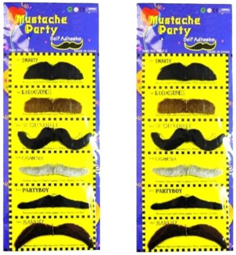 Set Of 12 Stylish Geek Costume Funny Party Fake Moustache Mustaches Co Collectors Paradise Usa