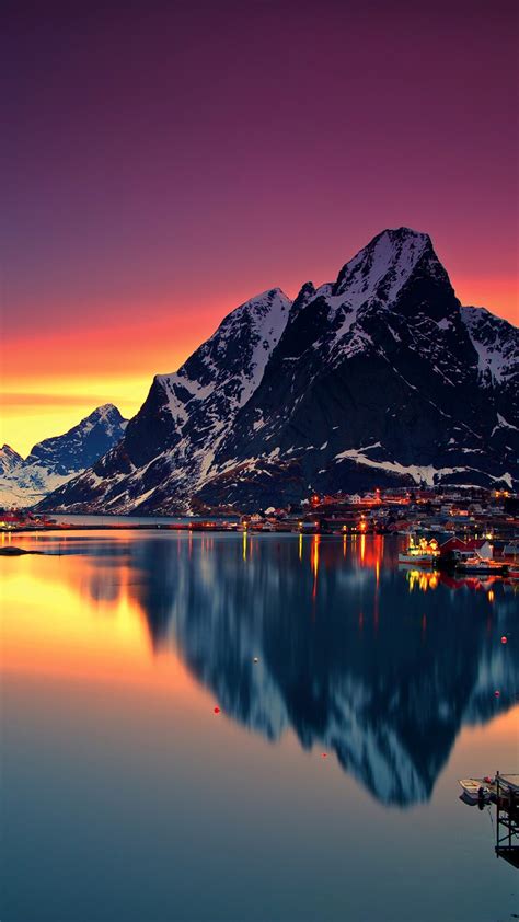 Wallpaper Reine Lake Mountains Norway 4k Nature