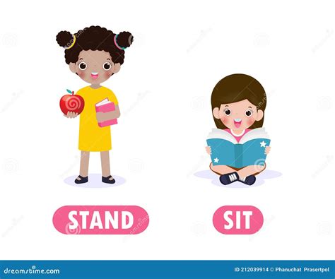 Opposite Stand And Sit Vector Illustration 123277430