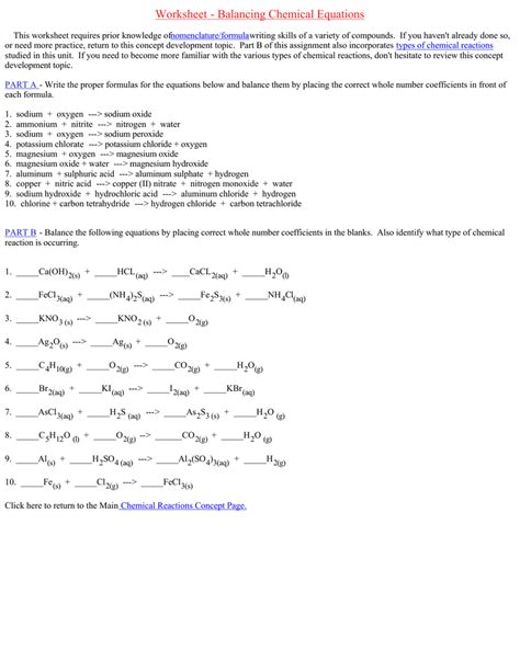 Na2co3 + ____ cu(cn)2 word equations worksheet write and balance the following chemical equations. Identifying And Balancing Chemical Equations Worksheet ...