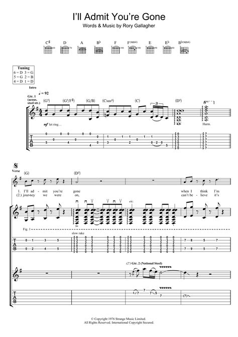 Rory Gallagher Ill Admit Youre Gone Sheet Music Chords And Lyrics