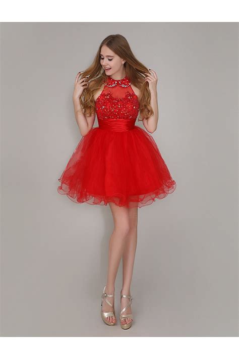 Short Mini Red Beaded Prom Evening Formal Party Dresses Ed
